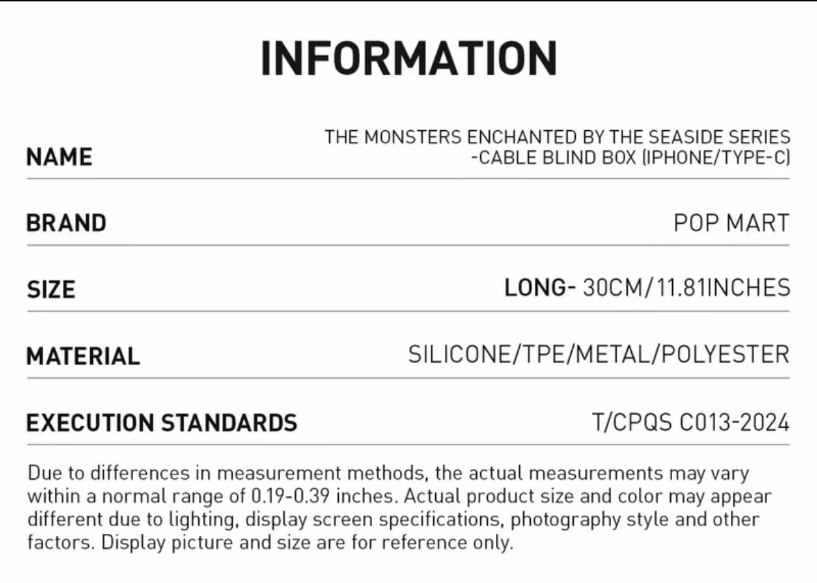 The Monsters - Enchanted by the Seaside iPhone Cable Blind Box